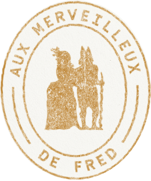 Logo Aux Merveilluex de Fred effet tampon