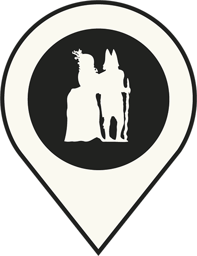 Marqueur de carte incluant les silhouettes du logo